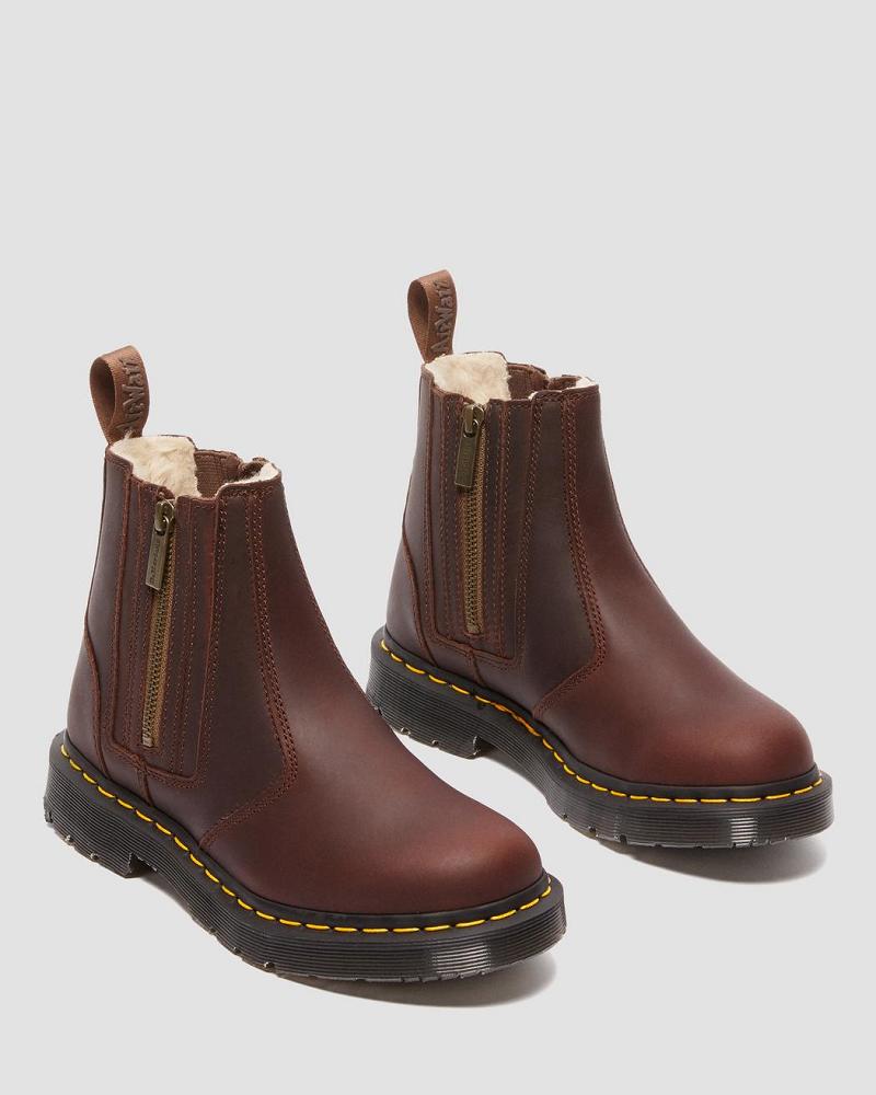 Women's Dr Martens 2976 DM's Wintergrip Zip Chelsea Boots Brown | AU 104DFM